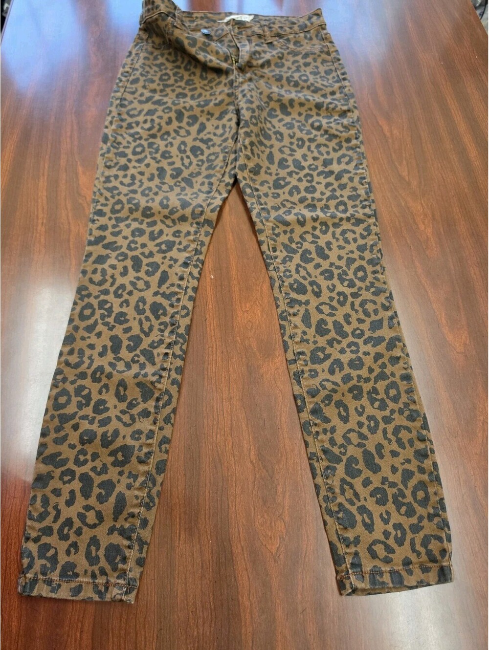 Cello Leopard Print Skinny Jeans Womens  Size 5 Brown Black Stretch Mid Rise Y2K